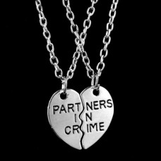 Partners in Crime Best Friend Heart Necklaces